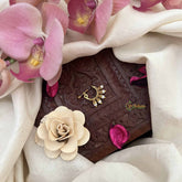 Vriksham Unique Peacock Motif Style Press Naths/Nose Pin-Red White-Pearls-G20754